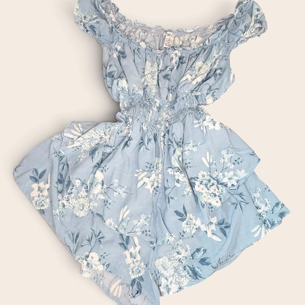 Smocked cottage core boho floral romper Size S